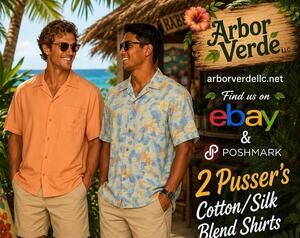 Pusser's Men L - 2 West Indies Camp Shirts Silk Cotton Moisture wicking cool